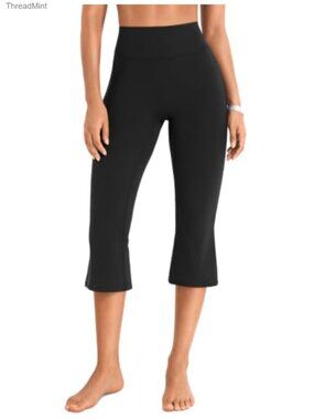 High Waist Capri Flare Leg Yoga Pants Ruched Booty Lifting